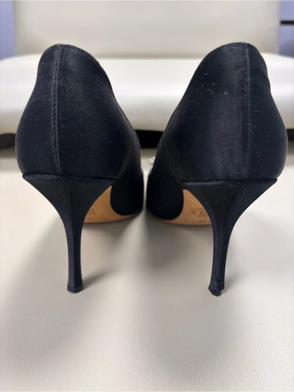 Jimmy Choo Black Pearl-Embellished Pointed Toe Pumps Size 7.5